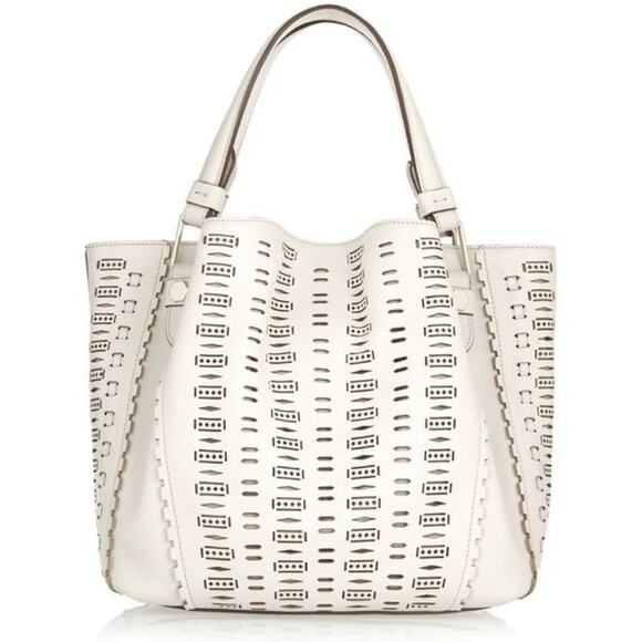 Tod's Laser Cut Flower Tote Shoulder Bag Small Lazer Perforated Black Leather - Picture 16 of 16